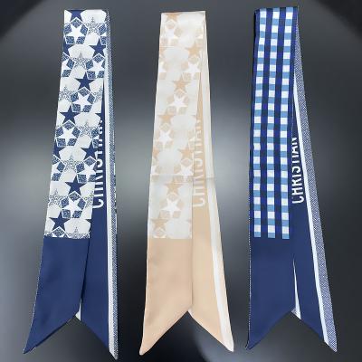 China Printing Patterns Luxury New Fashion Hair Tarot Hair Ring Tie Ribbon Bow Silk Scarf Bag Scarf for sale