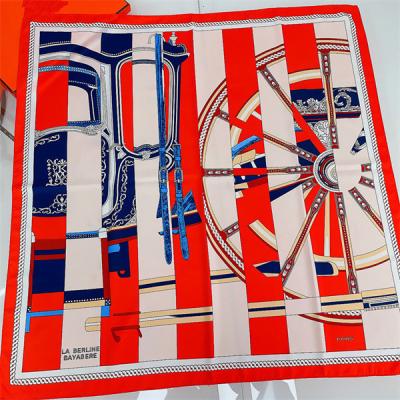 China Square 36inch Hand-rolled Custom Digital Twill Polyester Print Silk Scarf Square Square Scarf for sale