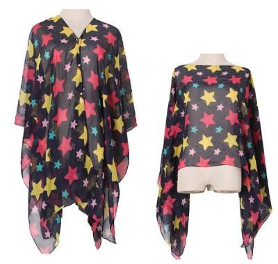 China 2022 Amazon Hot Selling Plus Size Colorful Stars Printed Lady Beach Cover Up Beach Wear Dress for sale