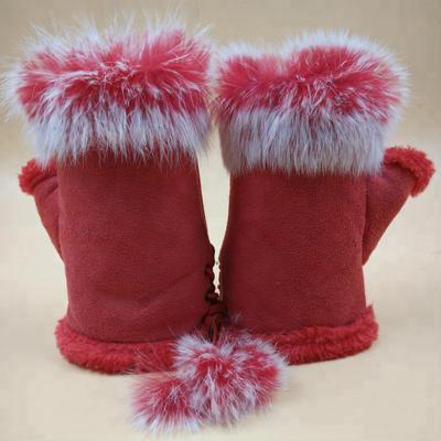 China Wholesale 2021 fashion new style simple rabbit fur winter fingerless gloves with 19 colors for sale