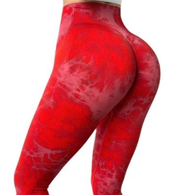 China Breathable Tie Dye Seamless Knitted Women Fitness Pants Sexy Tight Pants for sale