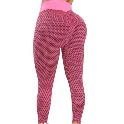 China 2021 Wholesale Breathable High Quality Honeycomb Texture Yoga Pants Gym High Running Wear Women Seamless Waist Leggings for sale