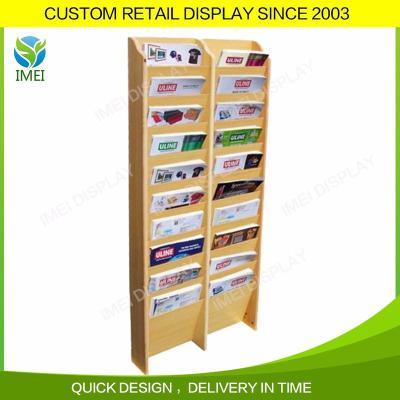 China New Magazine and Book Display Style Floor Standing Wooden Book Magazine Newspaper Rack for sale