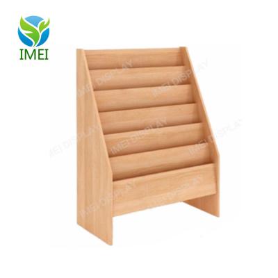 China Custom Wood Magazine and Book Display Solid Color Book Rack Newspaper Display Stand for sale