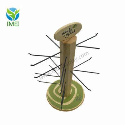 China Hot Custom Design Natural Wood Rotating Jewelry Display Stand Jewelry Display Stand Rotating Display Rack YM220414-1 for sale