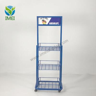 China Metal Customized Metal Wire Floor Beverage Display Rack for sale