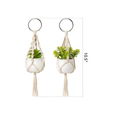 China Ceramic White Round Ceramic Inerior Car Hanging Accessories With Artificial Plants for sale