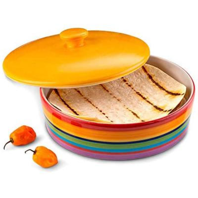 China 2020 New Design Viable Design Ceramic Tortilla Pancake Keeper Stoneware Tortilla Warmer and Server for sale