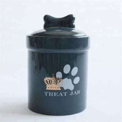 China Wholesale Custom Viable Airtight Pet Food Storage Ceramic Dog Treat Jar for sale