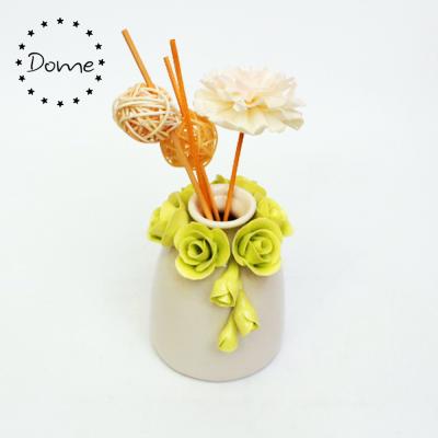 China Sustainable Air Fresheners Bottle Flower Design Ceramic Tubular Porcelain Diffuser for sale