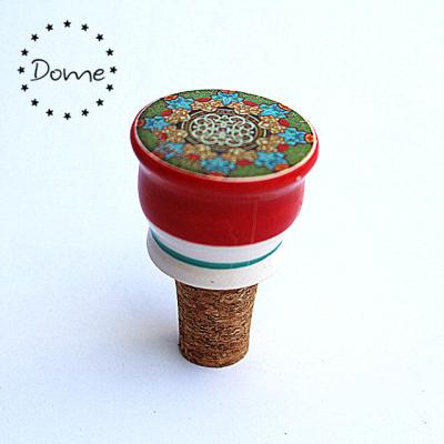 China Non Spill Decorative Ceramic Bottle Lid Custom Logo Synthetic Cork Stopper For Wine for sale