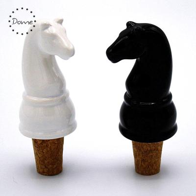 China Non Spill Wholesale Ceramic Souvenirs Horse Shape Cork Wine Bottle Stopper for sale