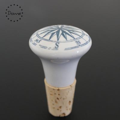 China Non Spill Steering Bottle Handmade Icon Design Ceramic Wine Cork Stopper for sale