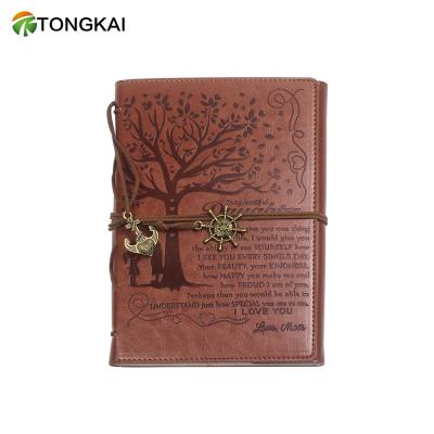 China Fashionable Travel Notebook Ship Metal Hanging Cover Embossed Design Travel Notebook for sale