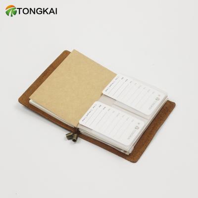 China Mini Travelers Pocket Planner Notebook Softcover Vintage Travel Journal Leather Notebook for sale