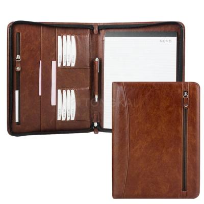 China A4 Size PU Leather Products Leather Bag File Folder File Folder With Legal Notepad for sale