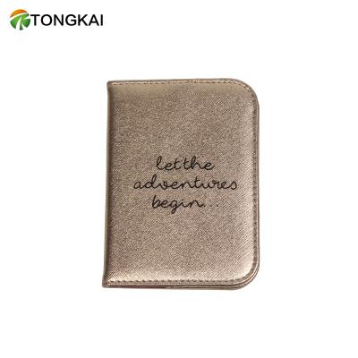 China Business Tongkai PU Leather Silver Snap Cover Inside Two Color Passport Holder for sale