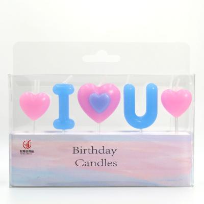 China Romantic Birthdays Cake Candle I Love You Heart Shaped For Birthday Party Wedding Valentine's Day for sale