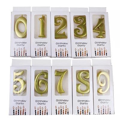 China Wedding Birthday Party Gift Christmas New Gold Designed Metallic Silver Rose Gold Champagne 0-9 Shaped Number Candles For Birthday Party for sale