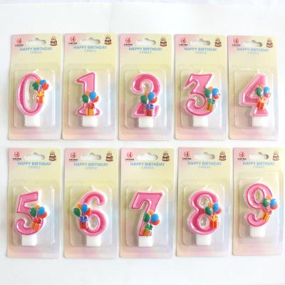 China Popular hot sale pink blue balloon gift bag shadow cake number 0-9 candle for birthday party for sale