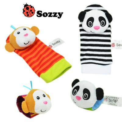 China Soft Design Toy Baby Minimalism Lovely Style Toy Safety Comdort Cotton Socks Wrist Sensory Rattle Bangs Rattle for sale