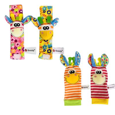 China Toy Cartoon Giraffe Zebra Wrist Belt Socks Ring Bell Watch Soft Animal Belt S023P for sale