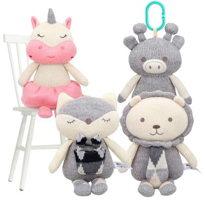 China B037 New Rattle Babies Toys Knitted Soft Doll Stroller Unicorn Animals Hanging Toys for sale