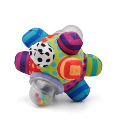 China New Design Soft Cloth Toy Baby Soft Ball Stereo Colorful Sensory Toy Rattle Ball Toy For Hand Grab Bomb Kids for sale