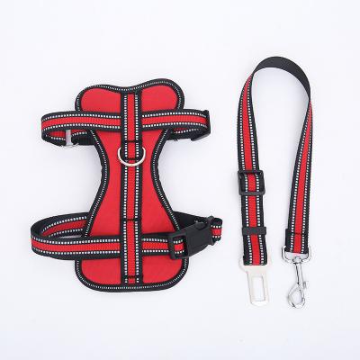 China Padded Safety Adjustable Vest Seat Car Dog Seat Belt Harness Reflective Padded Leash With Car Safety Dog Leash for sale