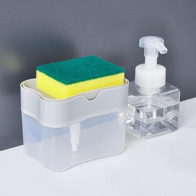 China Sustainable Dishwasher Box Kitchen Dispenser Kitchen Dispenser Pressure Type Liquid Dishwashing Tissue Brush Liquid Brush Box Baijie for sale