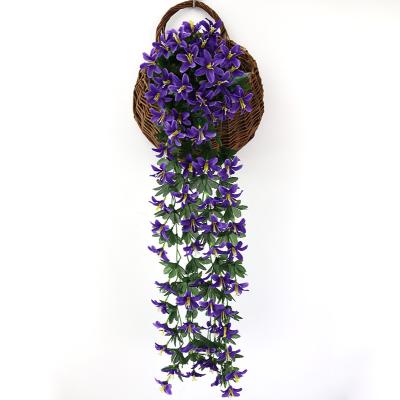 China Vintage Simulation Lily Wall Hanging Flower Vine Shop Basket Wall Hanging Flower Factory Direct Sales for sale