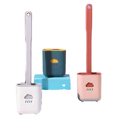 China Hot Selling Custom Viable Clouds Silicone Toilet Brush With Toilet Brush Holder Mutl-Colors for sale