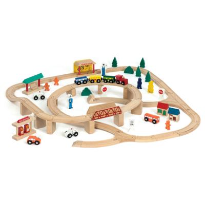 China Slot Toy 88 Piece Wooden Railway Set Train Tracks Toys Fits All Major Brands for sale