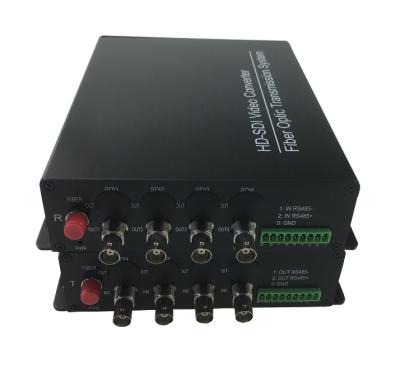 China 4 channels 1080P@30fps HD SDI to Fiber Video Converter cctv video transmitter receiver with rs485 for sale