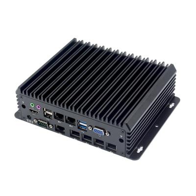 China Dual core fanless bareone industrial system Embedded Mini PC i5 6360U desktop computer with 7 USB and 2 LAN 173mm*148mm*78mm for sale