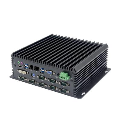 China Computer Case Industrial Dimension Desktop Black Chassis All Aluminum Alloy Material Fanless Embedded PC With 7USB 10COM 205mm*207mm*78mm for sale