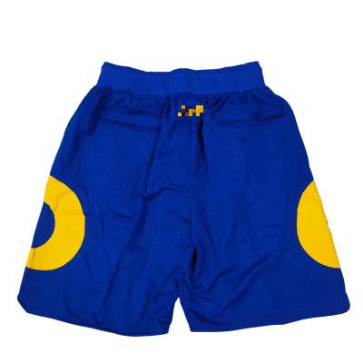 China Los Angeles Classics Throwbacks Antibacterial Football Team Shorts Embroidered Just Pockets Don Blue /Yellow for sale