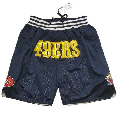 China San Francisco Vintage Football Team Shorts Antibacterial Retro Design Embroidered With Pockets Navy / Red for sale