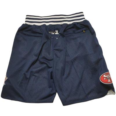 China San Francisco Vintage Football Team Shorts Antibacterial Retro Design Embroidered With Pockets Navy / Red for sale