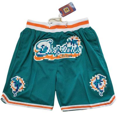 China Miami Classics Throwbacks Antibacterial Football Team Shorts Embroidered Just Pockets Don Blue for sale