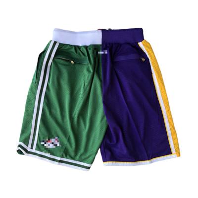 China Old Boston Classics Basketball Team Shorts Embroidered Antibacterial Designed Back Pockets Green/White for sale