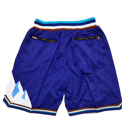 China OOld Antibacterial Designed Utah Classics Basketball Team Shorts Embroidered Two Pockets Back Blue/White/Red for sale