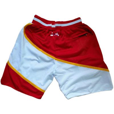 China Atlanta Antibacterial Pull Out Edition Basketball Team Shorts Elastic Waistband With Drawstring White/Red for sale