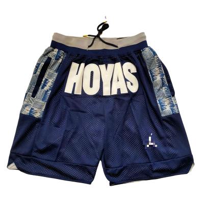 China Hot Sale M&N Georgetown University Basketball Team Shorts Design Embroidered With Antibacterial Pockets Green/Orange for sale