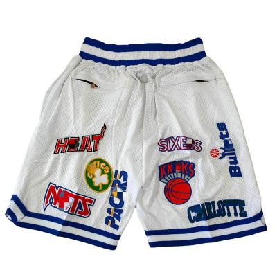 China Latest Basketball Teams Antibacterial All Star Shorts Design Embroidered DON Match East West Basketball Mens JUST Pocket Retro Shorts for sale