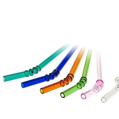 China Different Viable Custom Colored Reusable Glass Drinking Straws Smoothie Straws for sale