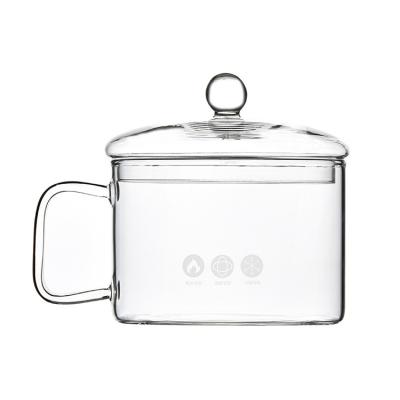 China Wholesale 1000ml 1200ml Borosilicate Glass Soup Pot Viable Clear ith Side Glass Handle for sale