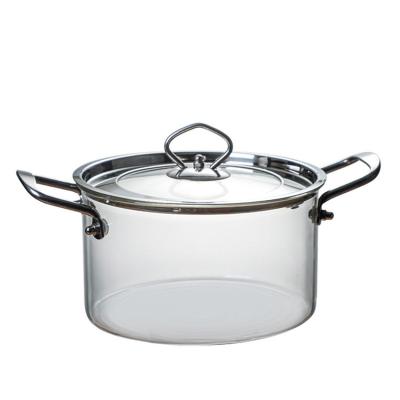 China Kitchen Use High Pyrex Clear 1.3L 2.3L 3.5L Sustainable Borosilicate Glass Cooking Pot for sale