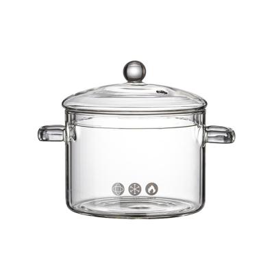 China Hot Sale Large Size Sustainable Hot Transparent Clear Pyrex Cooking Pot With Glass Lid for sale