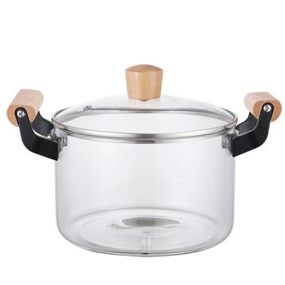 China Durable high borolicicate heat resistant glass cooking pot removable handle non stick cookware sets soup and stock pots for sale